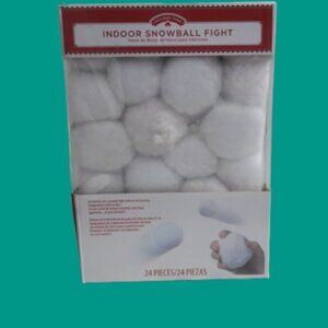 Holiday Time Indoor Snowball Fight 24 white Soft Cotton lightweight Snowballs
